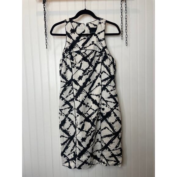 NWT Cynthia Rowley Linen Tie Dye Ink Blot Sleeveless Sheath Lined Dress Size 8 - Picture 1 of 7